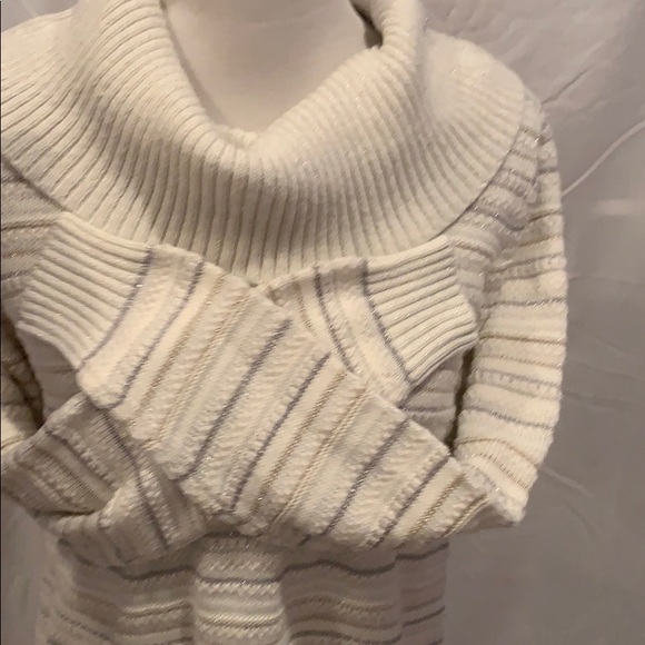 Cream striped cowl neck sweater by Charter Club - Picture 7 of 7